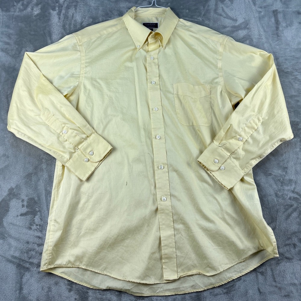 Club Room Shirt Mens 16.5 32-33 Regular Fit Performance Yellow Button-Down EUC